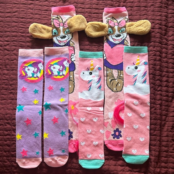 Disney Other - Disney Pink and Blue Character Socks with 3D Ears! Unicorn! 🦄
